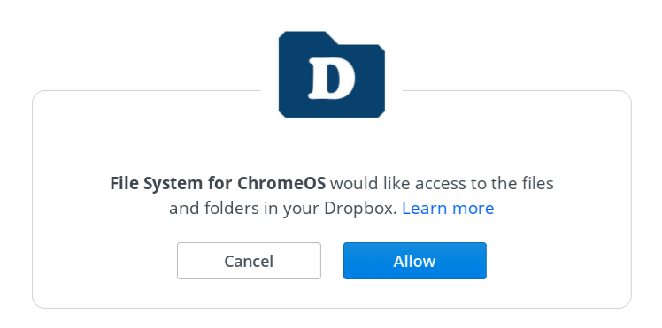 ChromeOS prompt to add Dropbox