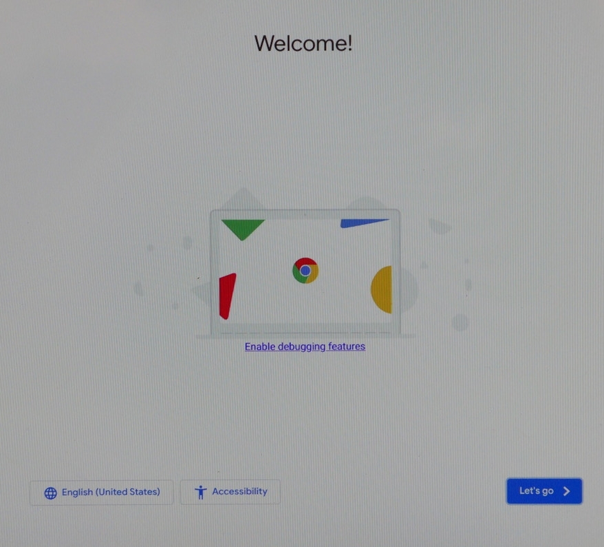 Chrome OS welcome screen