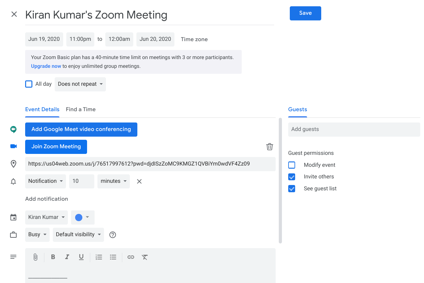 schedule zoom meeting free