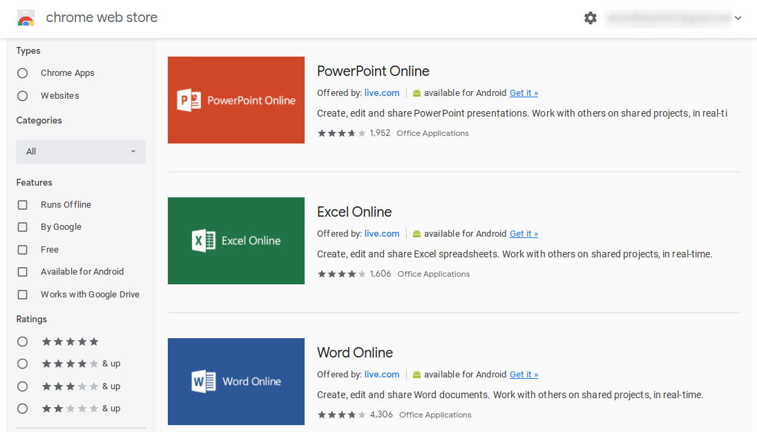Office Apps on the Chrome Web Store