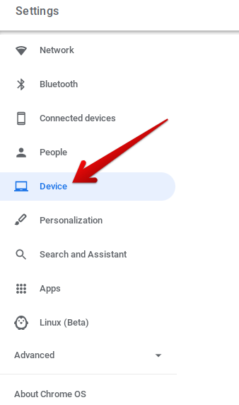 Clicking on "Device"