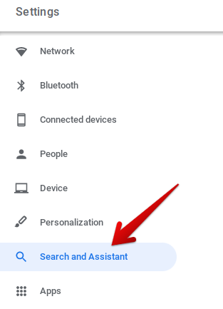 Clicking on "Search and Assistant"