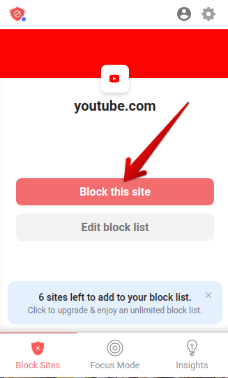 Blocking YouTube Using BlockSite