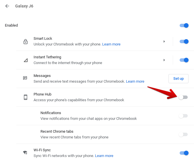 Enabling Phone Hub on Chromebook