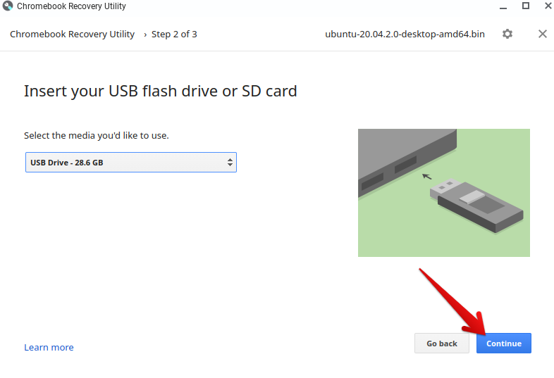 Inserting the USB Drive in Chromebook