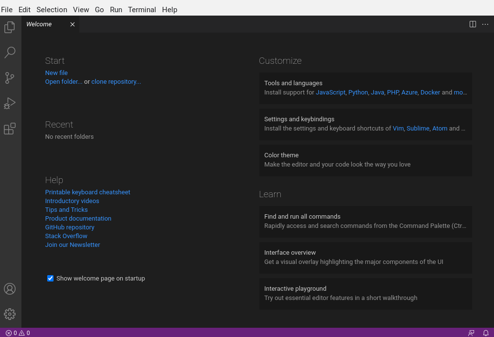 Microsoft Visual Studio Code Working
