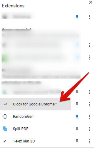 Đồng hồ cho Google Chrome được cài đặt