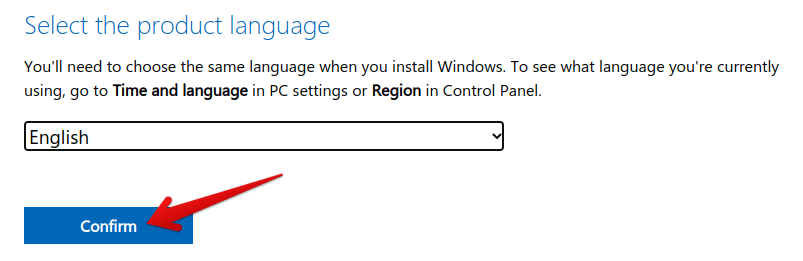 Confirming the Windows 11 interface language