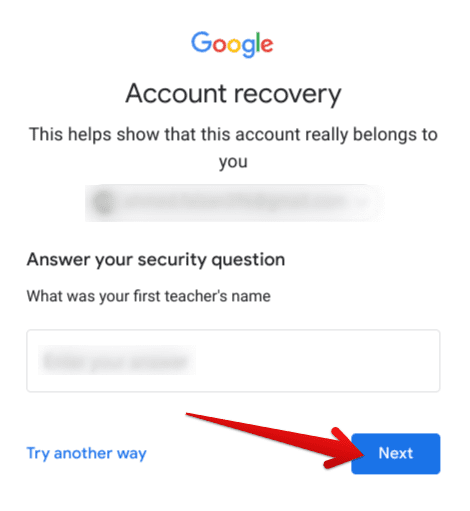 Answering the security question