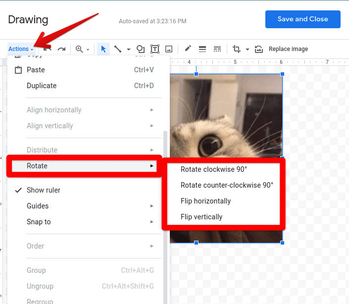 Flipping an image in Google Docs