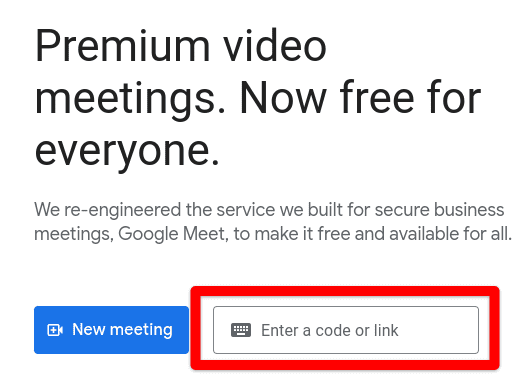 Joining a new Google Meet conference