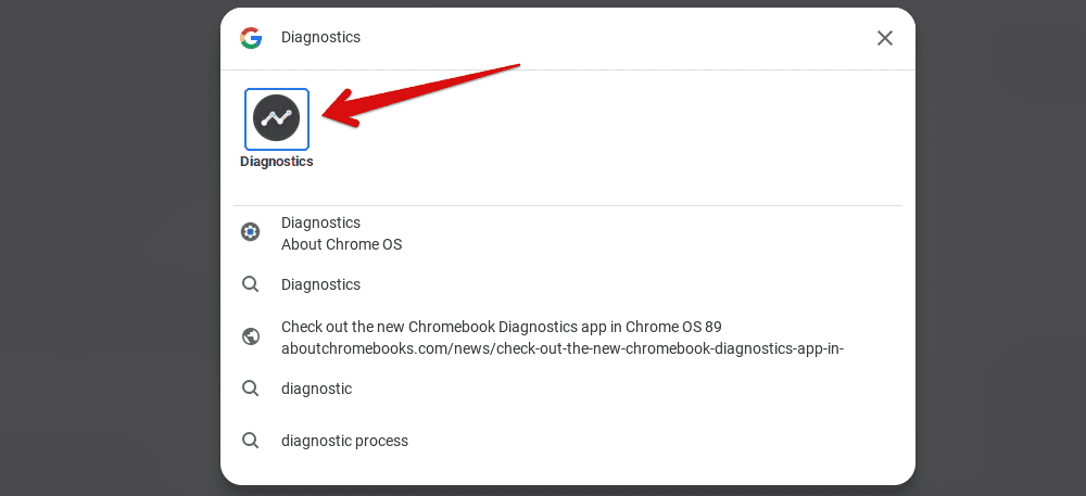 Launching the Diagnostics application on Chrome OS