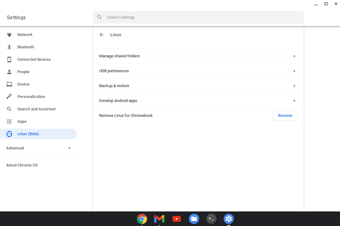 open settings, then scroll down through the left panel and locate linux(beta)