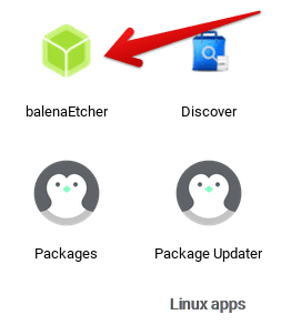 balenaEtcher installed on Chrome OS