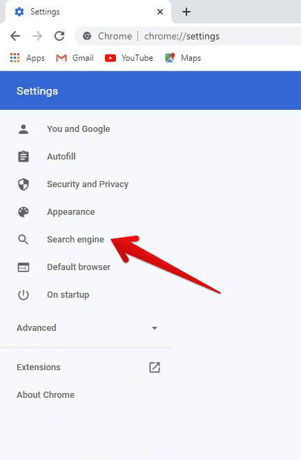 Search Engine Tab In Settings