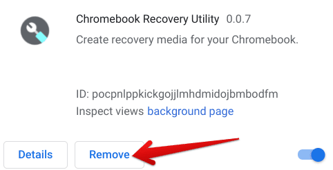Clicking on the "Remove" button
