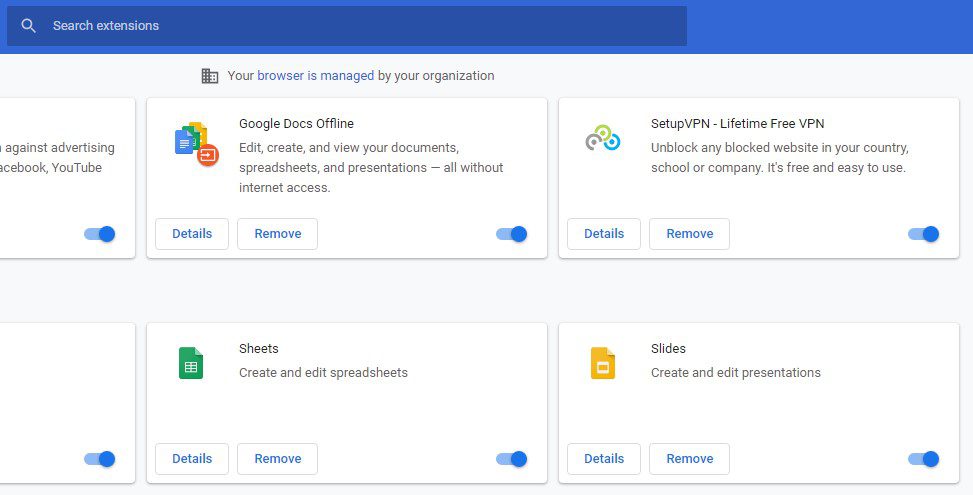 Extensions Page