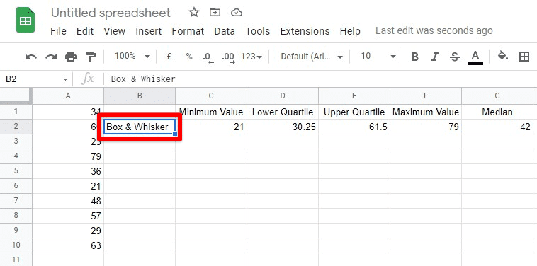 how to make a box and whisker plot on google sheets