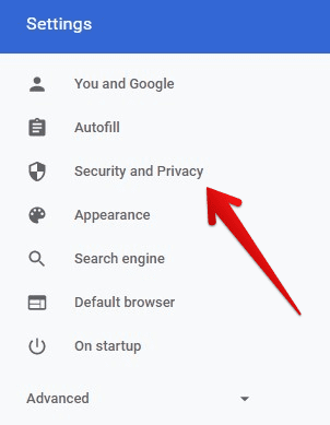 Security and Privacy tab