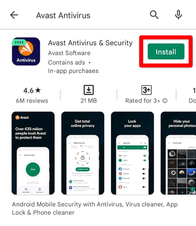 avast free mobile security popup