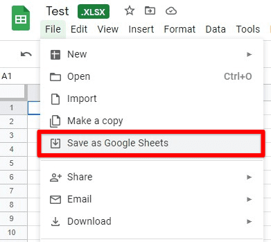 Save as Google Sheets option