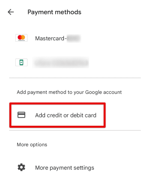 Adding payment method