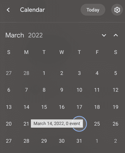 Calendar View feature