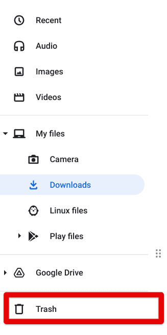Chrome OS Recycle Bin enabled