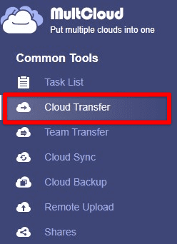 Cloud transfer under common tools