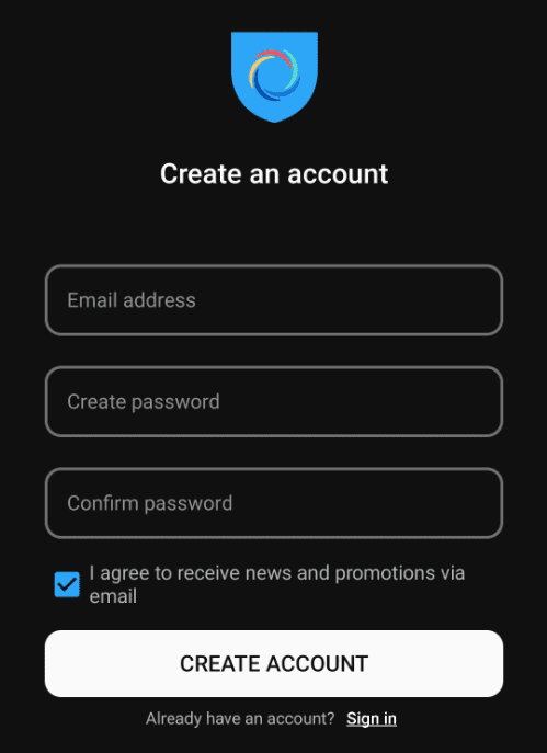 Creating an account