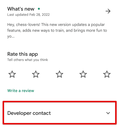 Developer contact tab