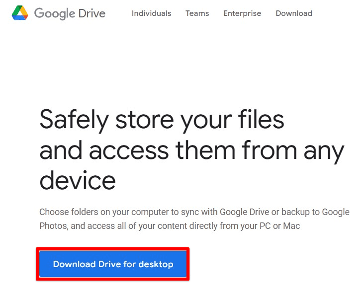 Downloading Google Drive for Mac