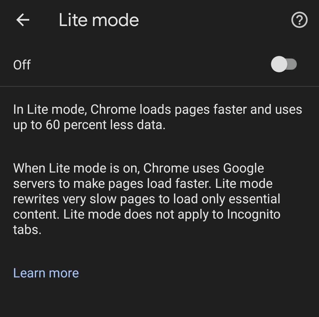 The Lite mode in Google Chrome