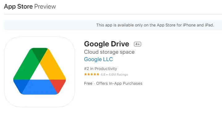 google drive application on app store
