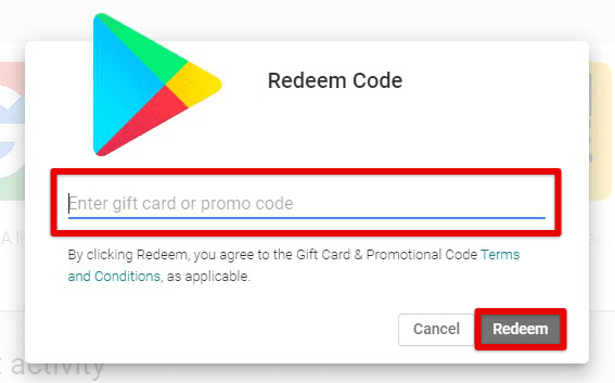 Redeem code window