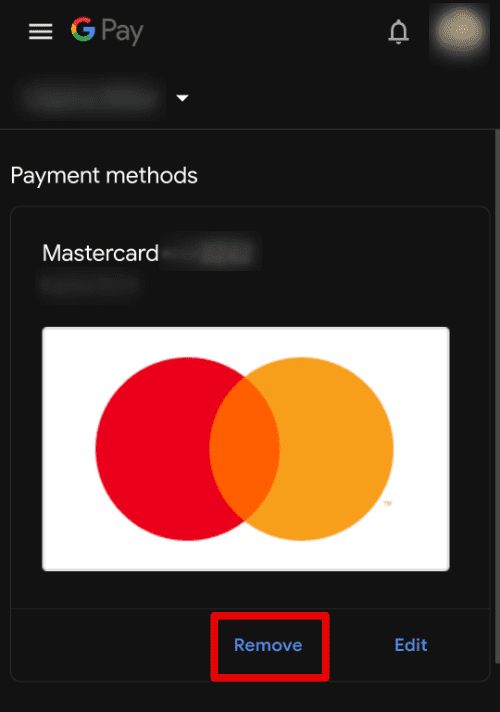 Removing payment method