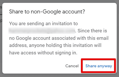 Sharing with non-Gmail user
