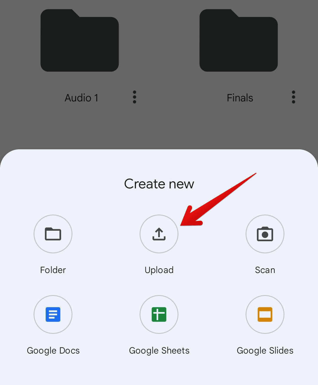Upload option