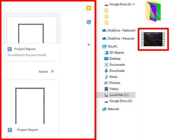Windows for drag and drop