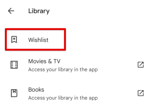 Wishlist on library page
