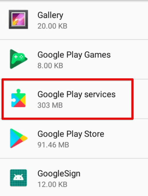 Google Play services tab