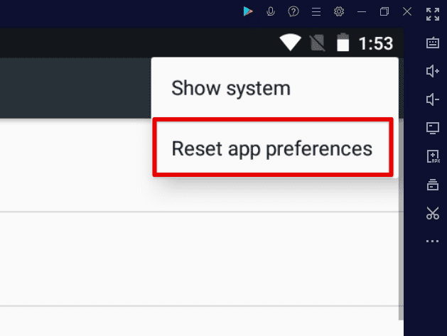Reset app preferences