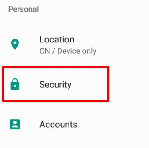 Security tab in personal settings