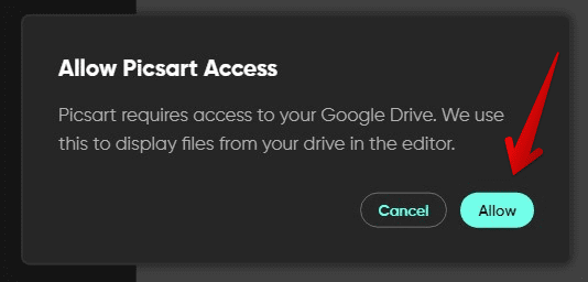 Allowing Picsart access