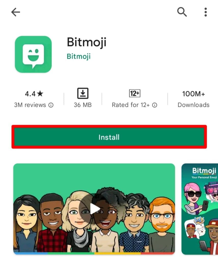 Downloading Bitmoji application