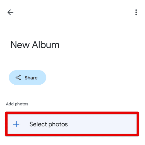Naming the album and selecting photos