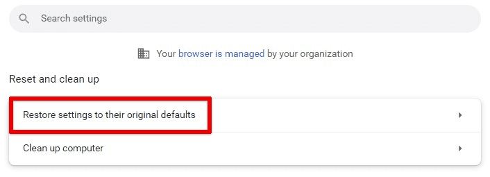 Resetting Chrome to default settings