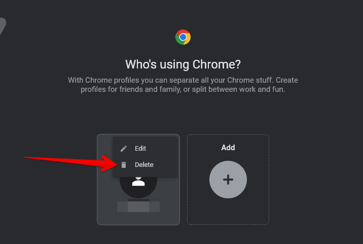 Deleting the added Chrome profile