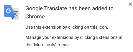 Google Translate added to Chrome