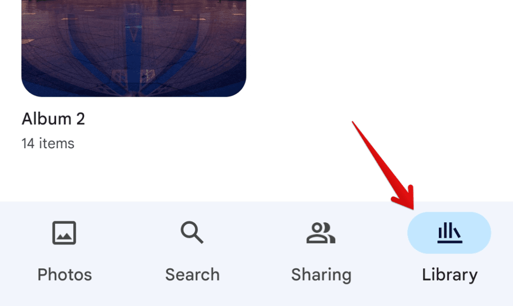 Library tab in Google Photos